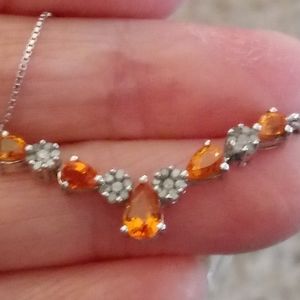 Orange Sapphire N Diamond Necklace